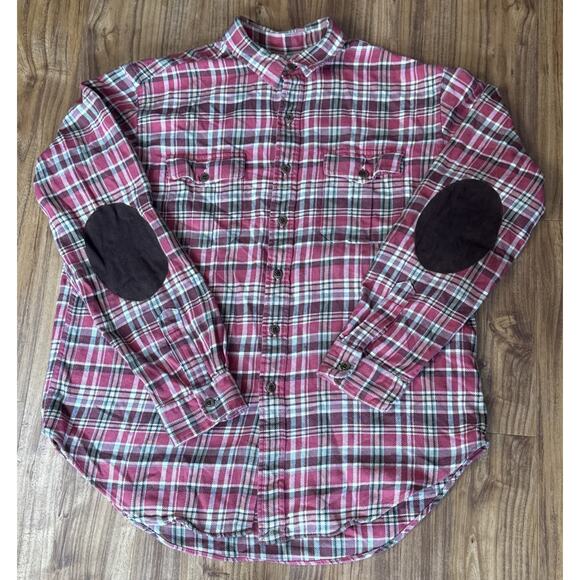 Polo Ralph Lauren Madras Shirt Men's XL Red Plaid Madras Elbow Patch Button‎ Up - Picture 5 of 5